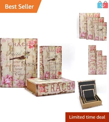 Set of 3 Decorative Book Boxes - Vintage Style Hidden Storage with Magnetic C... - Image 1 of 4