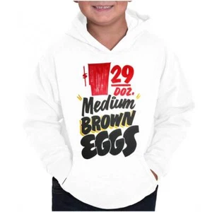Retro Brown Eggs Supermarket Food Poster Youth Hooded Sweatshirt Boy or Girl - Picture 1 of 7