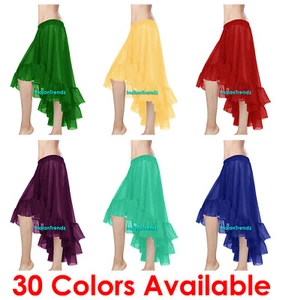 Belly Dance Chiffon Flamenco Skirts Ruffle Asym Gypsy Asymmetrical Jupe Tiered - Picture 1 of 26