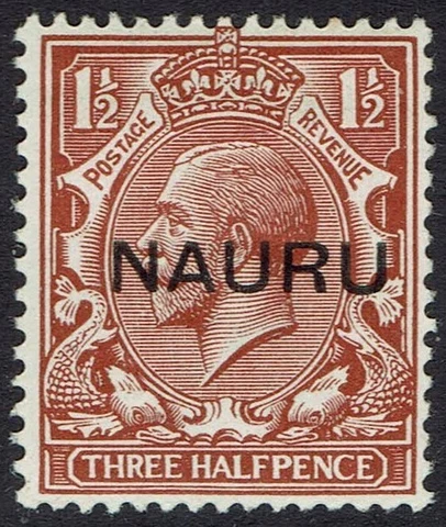 NAURU 1916 KGV 1½D OVERPRINTED IN CENTRE Cover