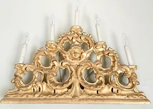 Coppia di antichi candelabri a cinque bracci in legno - L. cm. 70 - fine '800 - Foto 1 di 13