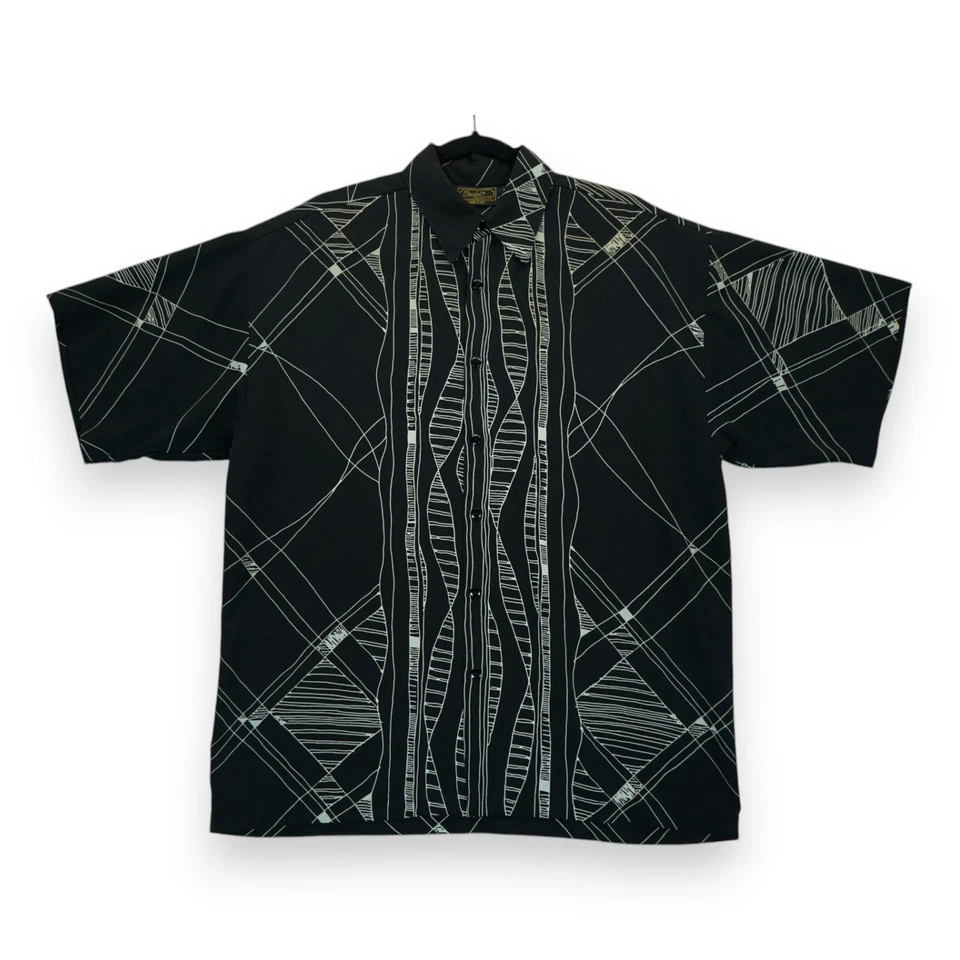 Vintage Monzini Collection Men's Shirt Button Down Size M Geometric Black - Image 1 of 4