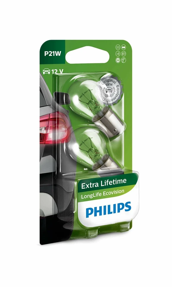 Philips 12498LLECOB2 BA15s LongLife EcoVision P21W Bombilla del faro x1 - Imagen 1 de 1