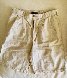 Van Heusen Men’s Linen Cotton Shorts 30 Bermuda Knee Khaki Spring Summer Beach - Picture 1 of 6