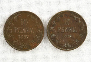 Zwei finnische 10 Pennia Münzen von 1897 - Bild 1 von 2