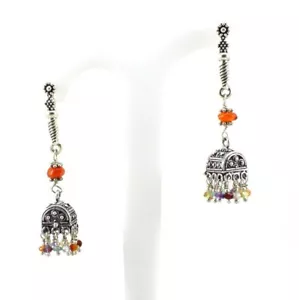 Earrings Natural Carnelian Amethyst Peridot Multi Gemstone Handmade Beaded - Picture 1 of 2