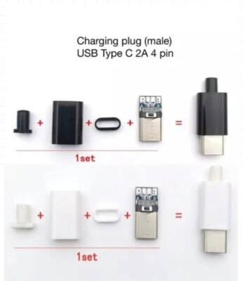 USB-C Stecker Set Reparatur DIY black/white 4 pin connector Lightning Audio:6Pin - Bild 1 von 4