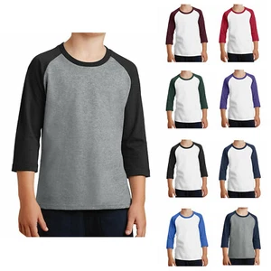 Mafoose Youth Core Blend 3/4-Sleeve Raglan 50/50 Blend Baseball Tee - Picture 1 of 26