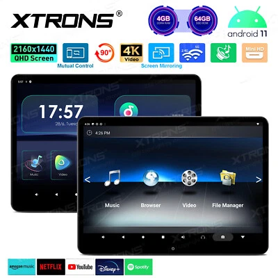 2x 14'' Android 11 Headrest Monitor Video Player Car TV 4K Touch Screen WiFi USB - Image 1 of 4