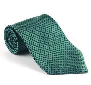 Guy Laroche Diffusion Mens Vintage 100% Silk Tie Iridescent Green Small Circles - Picture 1 of 8