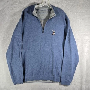Tommy Bahama x Disney Mickey Mouse Sweater Mens XXL Blue Quarter Zip Pullover - Picture 1 of 11