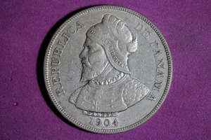 1904 Panama 50 Centesimos Silver Coin #M23257 - Picture 1 of 2
