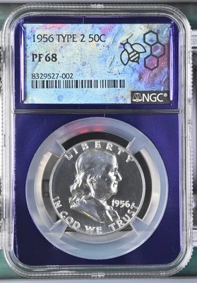1956 (Type 2) Franklin Half Dollar Proof NGC PF68 TraderBea Purple Core - Image 1 of 2