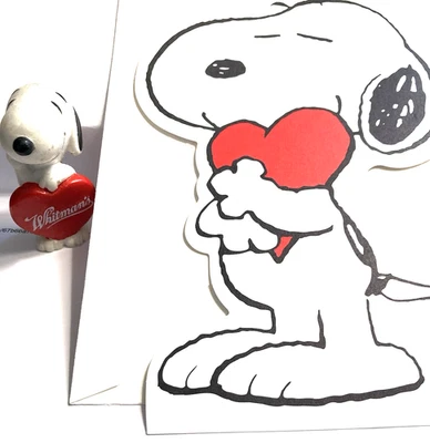 2 Hallmark Peanuts Snoopy Thinking Of You & Snoopy Whitman Heart Figurine PVC - Image 1 of 4