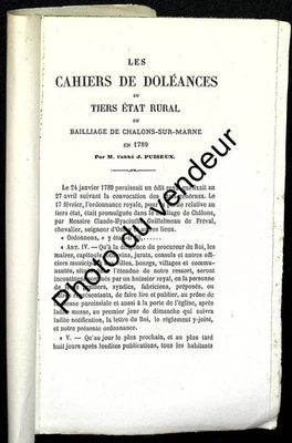 Histoire de la Marne: 1884 Cahiers de doléances du tiers état de Châlons - Photo 1/2