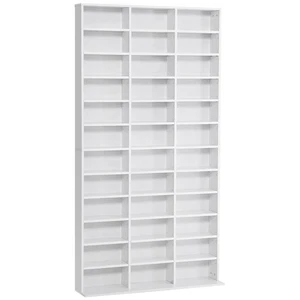 HOMCOM Libreria Porta CD con 3 Colonne da 12 Ripiani in Legno Bianco - Foto 1 di 10