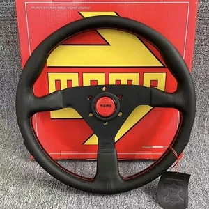 MOMO MonteCarlo 350mm 14' Genuine Leather Thickened Spoke Sport Steering Wheel - Picture 1 of 5