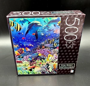 MB SEA OF LIFE 500 Piece Foil Jigsaw Puzzle No.6044646 24" X 18" circa 2020 NEW - Picture 1 of 13