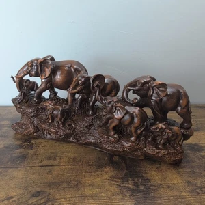 ZEDARO Feng Shui Elephant herd statue Figurine Sculpture box wood Chinese stamp - Picture 1 of 19