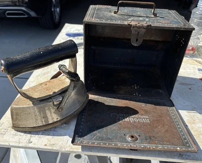 Plancha eléctrica Sunbeam de colección con caja de metal sin probar Foto 1 de 3