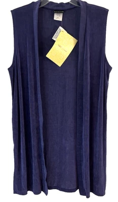 Citiknits Open Front Long Vest Purple Blue Sz S Sleeveless A35023 Women CB97C - Image 1 of 4
