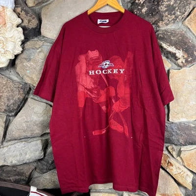 Vintage Colorado Avalanche Hockey Graphic 2000s CSA Red T Shirt XL Deadstock NOS - Image 1 of 4