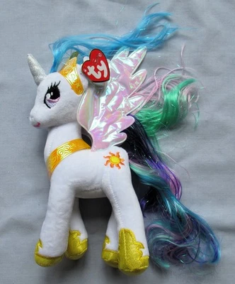 TY Sparkle My Little Pony - PRINCESS CELESTIA  Beanie White Unicorn 9" NEW /MINT - Image 1 of 2