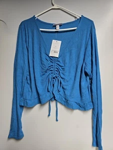 Ingrid Isabel Maternity Blue Ribbed Gathered Long Sleeve Top Size XXL - Picture 1 of 4