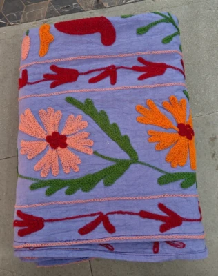 Indian Handmade Embroidery suzani throws bedcover | Uzbek suzani wall hanging - Image 1 of 4