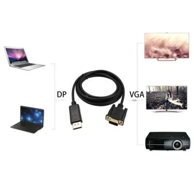 Displayport DP to VGA Cable Male to Male HD 1080P High Speed Display Port Lead - Image 1 of 4