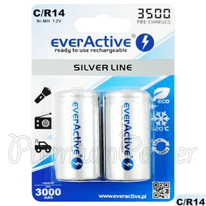 2 x everActive C Size Rechargeable batteries Silver Line 1.2V min 3000mAh Ni-MH - Picture 1 of 1