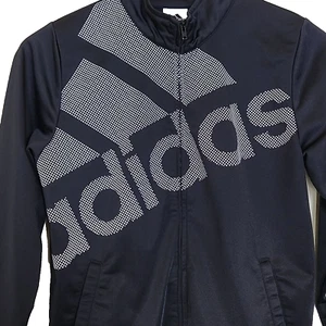 Adidas Logo Youth Black Zip Up Lightweight Athletic Jacket, Size Extra Large/16 - Picture 1 of 13