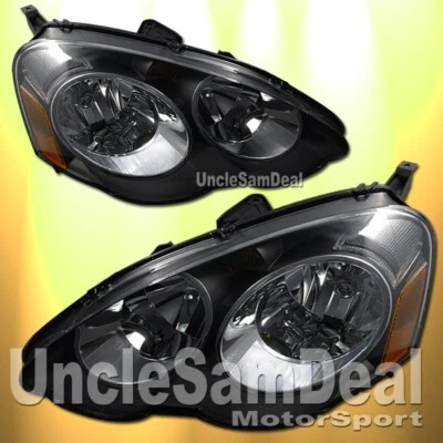 FOR 02-04 ACURA RSX OE FACTORY LOOK CLEAR LENS HEADLIGHTS JDM BLACK PAIR - Image 1 of 2
