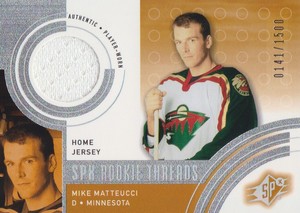 2001-02 SPx Hockey #141H Mike Matteucci RC Home Jersey /1500