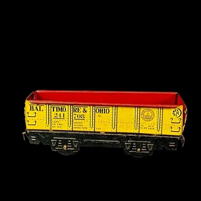 Marx 241708 O Gauge 4 Wheel Baltimore & Ohio Gondola Red Interior Train Railroad - Image 1 of 4
