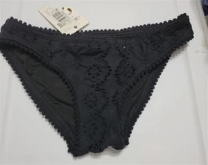 NWT Shoshanna S Eyelet Pom Pom Bikini Bottom Black 117644 - Picture 1 of 3