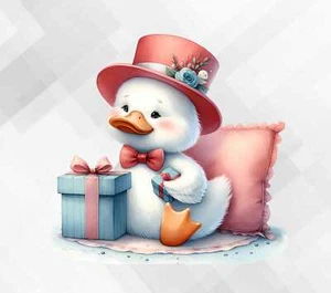 Nursery Duck with Gift wall vinyl sticker decal eh959 - Picture 1 of 4