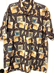 Vtg Saturday Evening Post Button Up Shirt Sz XL Nostalgia Baseball Stadium Top - Picture 1 of 7