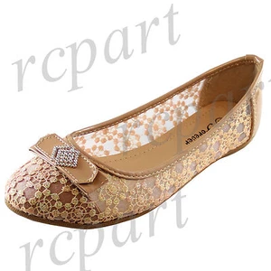 New women's shoes ballet flats mesh finish casual work summer camel fashion prom - Picture 1 of 9