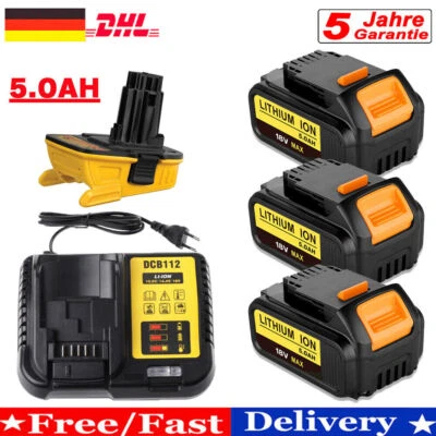1/4X Für DeWalt Akku 18V Li-Ion 5,0Ah XR DCB184 DCB182 DCB200-2 DCB206/Ladegerät