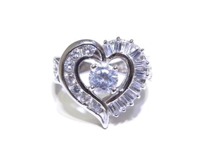 Damenring .925 Silber mit rundem & Baguetteschliff Zirkonia Herzform - Bild 1 von 4