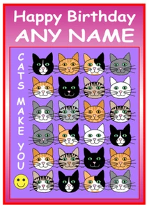 CARTOLINA COMPLEANNO GATTI PERSONALIZZATI TI FANNO SORRIDERE SMILEY 2 DISEGNI SPEDIZIONE GRATUITA - Foto 1 di 4