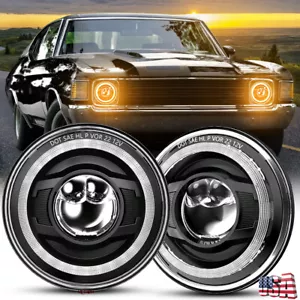 Upgrade for Chevorlet Chevelle 1971 1972 1973 Pair 7in Round LED Headlight Turn - Picture 1 of 12