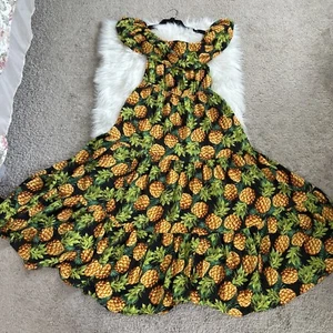 NY&C Tiered Off Shoulder Maxi Flowy Dress Sz S Pineapple Pattern - Picture 1 of 9