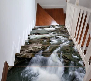 3D Turbulent Creek A161 Stair Risers Decoration Photo Mural Vinyl Wallpaper Vera - Bild 1 von 6