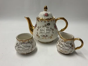 Arthur Wood 5525  Golden Wedding 50 Years Anniversary Teapot  Sugar Bowl & Jug - Picture 1 of 24