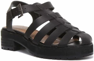 Hilary ausgeschnittener Damen-Gladiatorschuh in schwarz Größe UK 3 - 8 - Bild 1 von 15