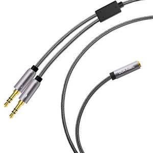 Long Headset Splitter Cable 4ft/1.2m 3-Pole TRS MicrophoneMale & AudioMale to... - Picture 1 of 6
