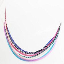 7-11 inch Pink,Turquoise,Blue,White 100% Real Hair 5 Feather Extensions bonded