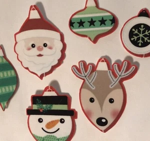 Christmas Ornaments - Santa, Reindeer - Iron On Fabric Appliques - Holiday - Picture 1 of 1